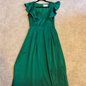 Adelyn Rae Emrald Midi Dress with Ruffles